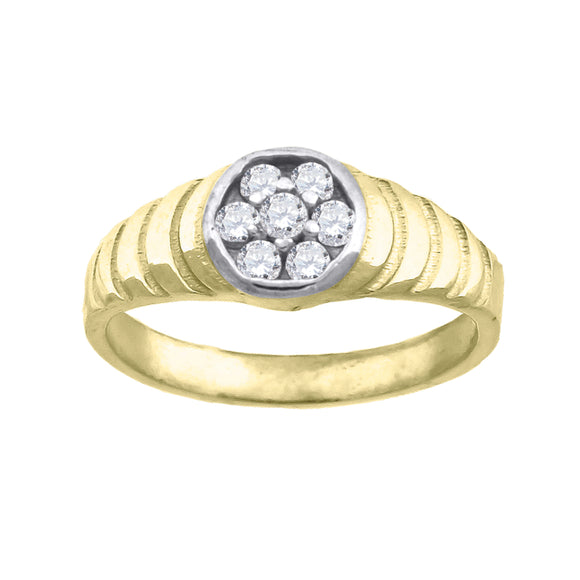 10kt Two-tone Gold Womens Round Cubic Zirconia Engagement Ring