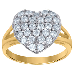 10kt Gold Womens Two-tone CZ Heart Band Ring