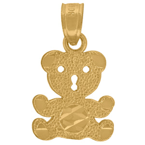10kt Yellow Gold Womens Textured Teddy Bear Charm Pendant