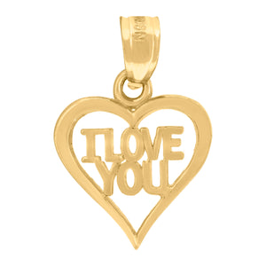10kt Yellow Gold Womens I love You Ht:17.6mm x W:11.7mm Heart Charm Pendant
