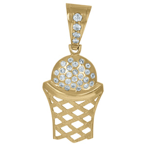 10kt Yellow Gold Mens Cubic Zirconia Cubic-zirconia Basketball Sports Charm Pendant