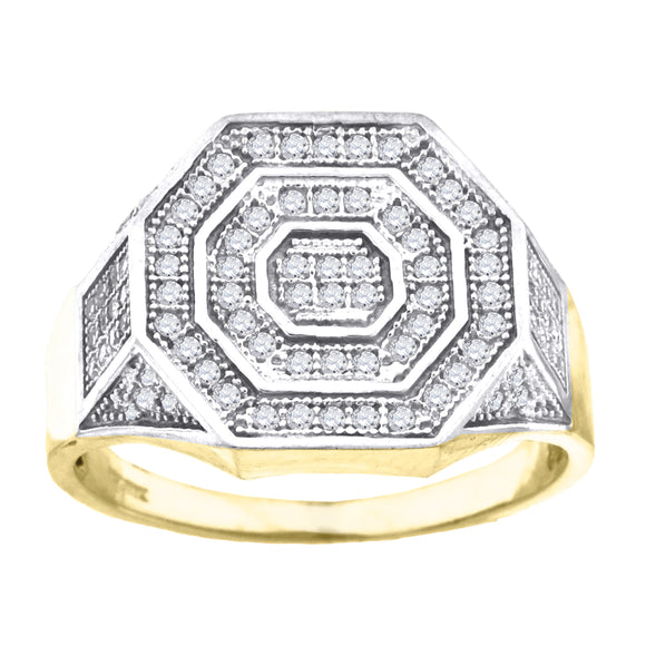 10kt Two-tone Gold Mens Cubic Zirconia Engagement Ring