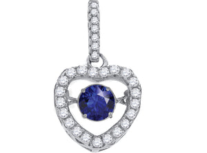 925 Sterling Silver Womens Blue White Cubic Zirconia Heart Charm Pendant