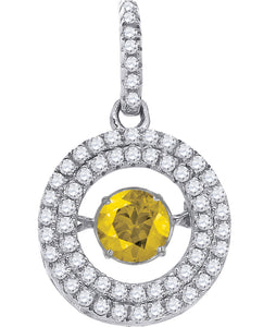 925 Sterling Silver Womens Yellow White Cubic Zirconia Fashion Charm Pendant