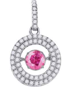 925 Sterling Silver Womens Pink White Cubic Zirconia Fashion Charm Pendant