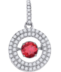 925 Sterling Silver Womens Red White Cubic Zirconia Fashion Charm Pendant