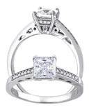 925 Sterling Silver Womens Princess Cut Cubic-Zirconia Fashion Bridal Ring Size 9