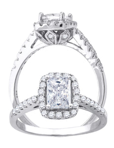 925 Sterling Silver Womens Emerald Cut Cubic-Zirconia Fashion Bridal Ring Size 6
