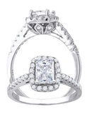 925 Sterling Silver Womens Emerald Cut Cubic-Zirconia Fashion Bridal Ring Size 6