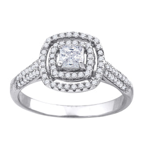925 Sterling Silver Womens Princess Cut Cubic-Zirconia Fashion Bridal Ring Size 6