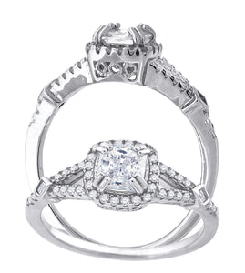 925 Sterling Silver Womens Princess Cut Cubic-Zirconia Fashion Bridal Ring Size 6