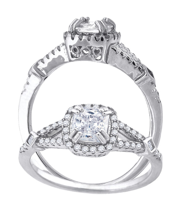 925 Sterling Silver Womens Princess Cut Cubic-Zirconia Fashion Bridal Ring Size 6