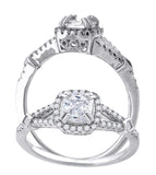 925 Sterling Silver Womens Princess Cut Cubic-Zirconia Fashion Bridal Ring Size 9