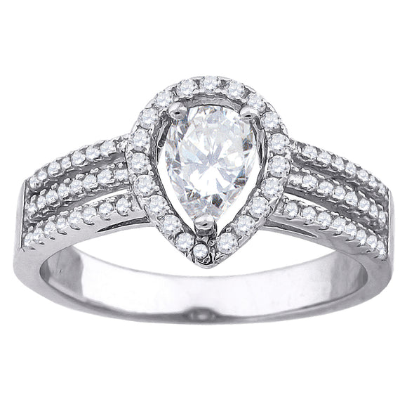 925 Sterling Silver Womens Pear Cubic-Zirconia Pear Fashion Bridal Ring Size 6