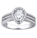 925 Sterling Silver Womens Pear Cubic-Zirconia Pear Fashion Bridal Ring Size 9
