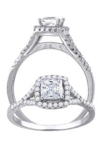 925 Sterling Silver Womens Princess Cut Cubic-Zirconia Fashion Bridal Ring Size 6