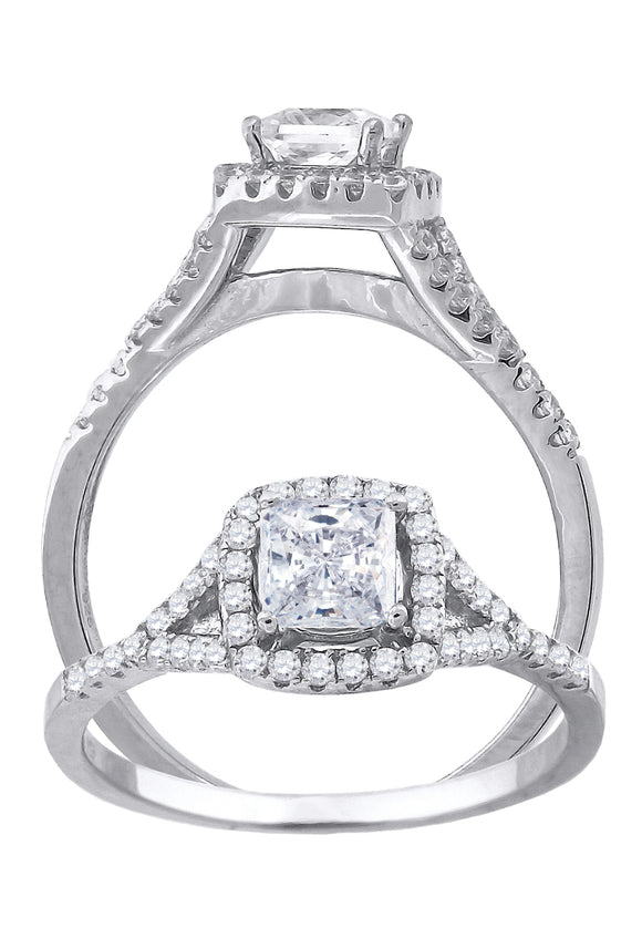 925 Sterling Silver Womens Princess Cut Cubic-Zirconia Fashion Bridal Ring Size 6