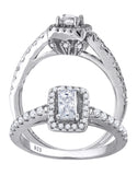 925 Sterling Silver Womens Emerald Cut Cubic-Zirconia Fashion Bridal Ring Size 7