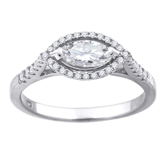 925 Sterling Silver Womens Marquise Cubic-Zirconia Fashion Bridal Ring Size 6