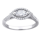925 Sterling Silver Womens Marquise Cubic-Zirconia Fashion Bridal Ring Size 6
