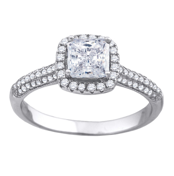 925 Sterling Silver Womens Princess Cut Cubic-Zirconia Fashion Bridal Ring Size 7