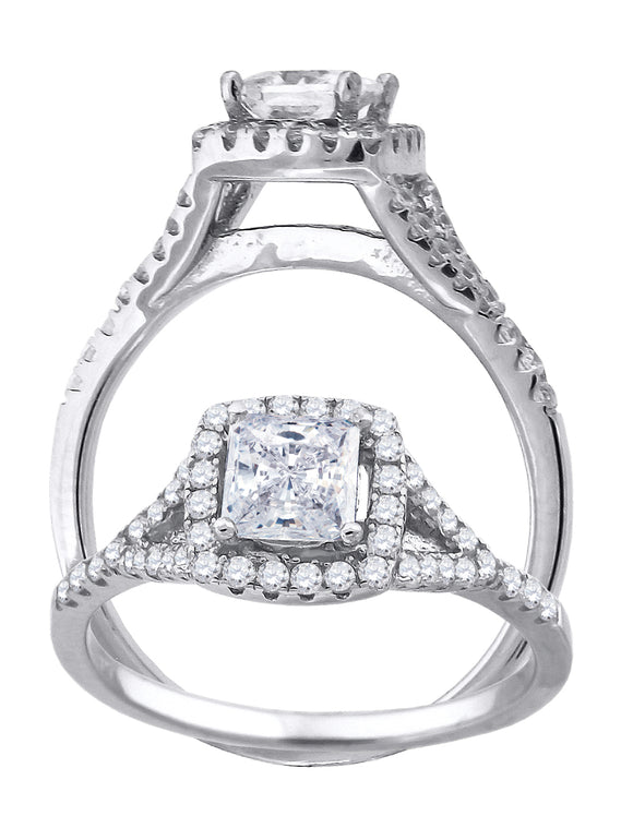 925 Sterling Silver Womens Princess Cut Cubic-Zirconia Fashion Bridal Ring Size 6