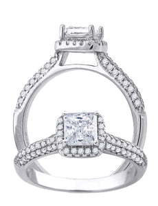 925 Sterling Silver Womens Princess Cut Cubic-Zirconia Fashion Bridal Ring Size 7