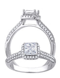 925 Sterling Silver Womens Princess Cut Cubic-Zirconia Fashion Bridal Ring Size 7