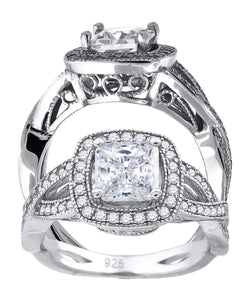 925 Sterling Silver Womens Princess Cut Cubic-Zirconia Fashion Bridal Ring Size 6
