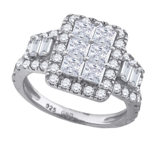925 Sterling Silver Womens Cubic Zirconia Rectangle Engagement Ring Size 6