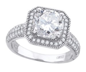 925 Sterling Silver Womens Cubic Zirconia Engagement Ring Size 6
