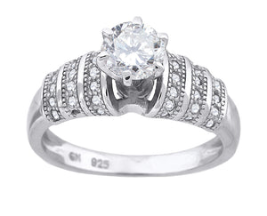 925 Sterling Silver Womens Cubic Zirconia Engagement Ring Size 6