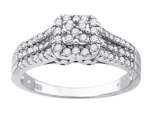 925 Sterling Silver Womens Cubic Zirconia Square Engagement Ring Size 6