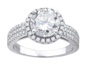 925 Sterling Silver Womens Cubic Zirconia Halo Engagement Ring Size 6