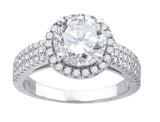 925 Sterling Silver Womens Cubic Zirconia Halo Engagement Ring Size 6