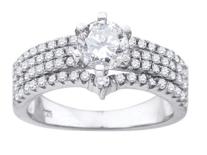 925 Sterling Silver Womens Cubic Zirconia 4 Row Engagement Ring Size 6