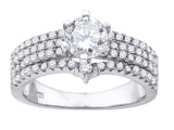 925 Sterling Silver Womens Cubic Zirconia 4 Row Engagement Ring Size 7