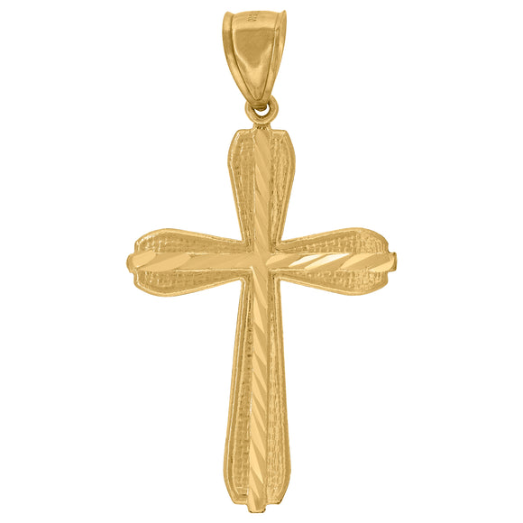 10kt Yellow Gold Mens Women Diamond-cut Cross Religious Charm Pendant
