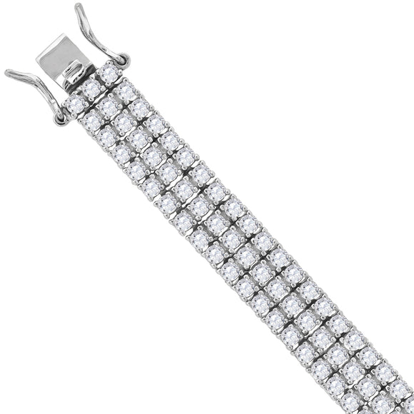 925 Sterling Silver Mens Cubic Zirconia Tennis Bracelet