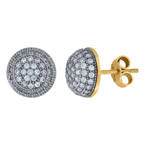 10kt Two-tone Gold Mens CZ Cubic Zirconia Cluster Stud Earrings