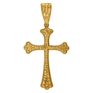 10kt Two-tone Gold Diamond-cut Mens Cross Ht:53.4mm x W:28.1mm Religious Charm Pendant