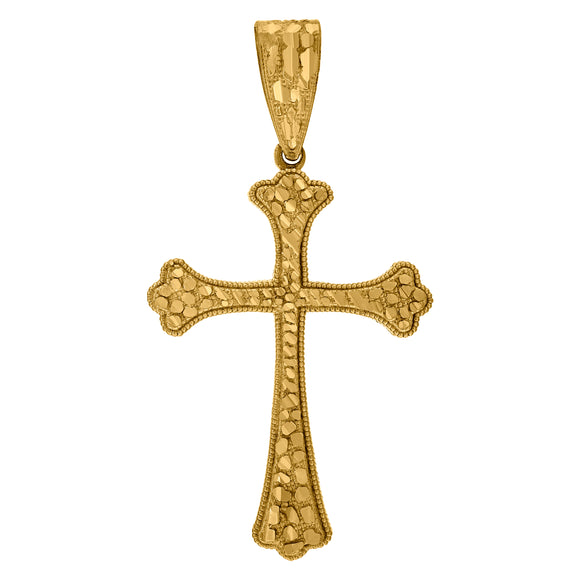 10kt Two-tone Gold Diamond-cut Mens Cross Ht:53.4mm x W:28.1mm Religious Charm Pendant