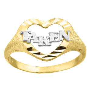 10kt Gold Womens Two-tone DC Taken Heart Band Ring