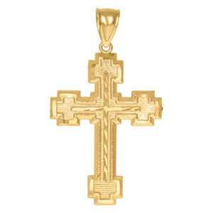 10kt Yellow Gold Unisex Diamond-cut Cross Religious Charm Pendant