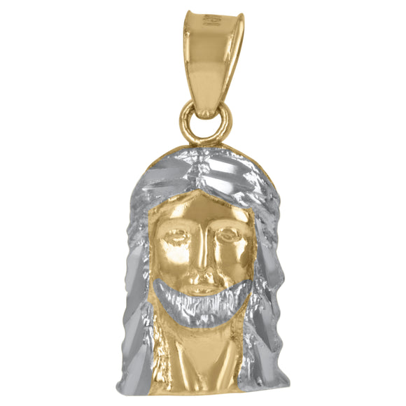 10KT Two-Tone Gold Mens Jesus Religious Charm Pendant