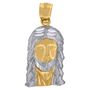 10KT Two-Tone Gold Mens Jesus Religious Charm Pendant