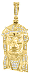 925 Sterling Silver Mens Cubic Zirconia Jesus Religious Charm Pendant