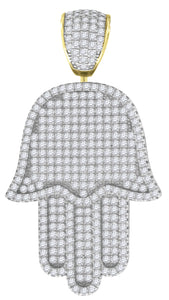 925 Sterling Silver Yellow-tone Mens Cubic Zirconia Religious Hamsa Charm Pendant