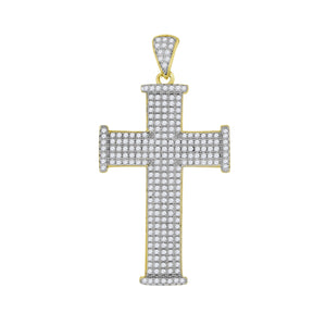 925 Sterling Silver Yellow-tone Unisex CZ Cross Religious Charm Pendant