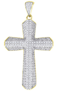925 Sterling Silver Yellow-tone Unisex CZ Cross Religious Charm Pendant
